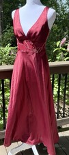 Vtg Slip Dress Maxi Nightgown Flora Satin She...