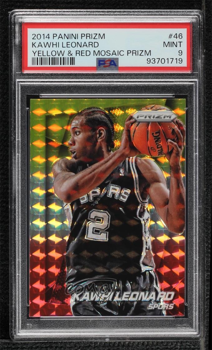 2014-15 Panini Prizm Yellow & Red Mosaic Kawhi Leonard #46 PSA 9 MINT 14t3
