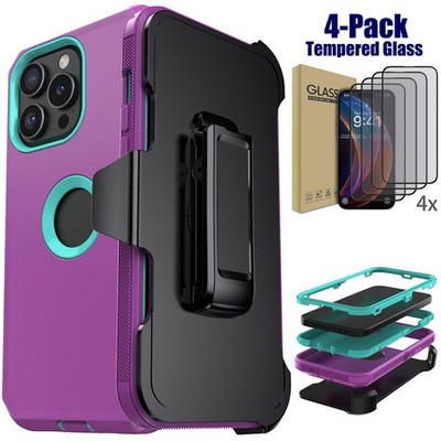 For iPhone 14 Pro Max 14 Plus 14 Kickstand Belt Clip Case Cover Screen Protector