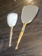 Vintage Hand-held Vanity Mirror and brush set- Art Deco