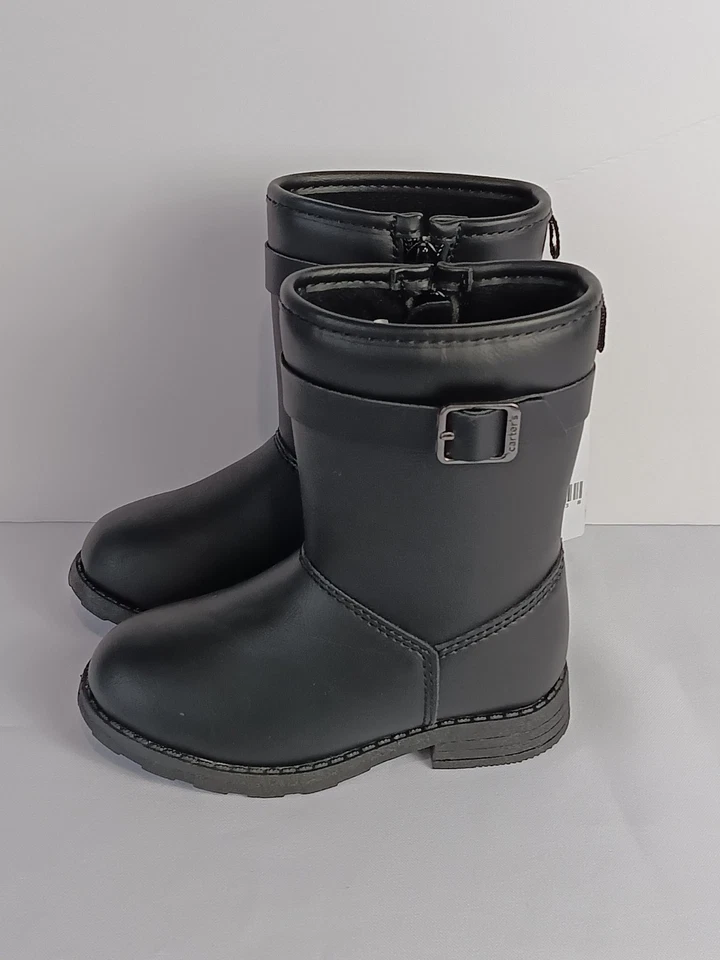 Nuevas botas de montar Carter's negras de cuero sintético talla 7 para niñas pequeñas Foto 3 de 4