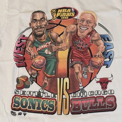 Vintage 1996 NBA Finals Pro Player Bulls VS Sonics Caricature