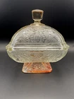 Vintage Jeanette Glass Amberina Oak Leaf Acorn Covered Candy Dish