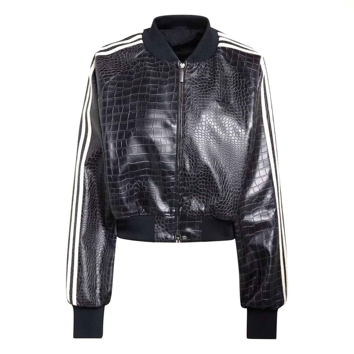 adidas Originals Faux Leather Croc Effect Black New Crop Track