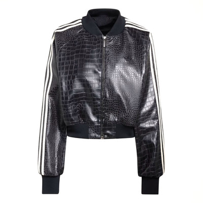 adidas Originals Faux Leather Croc Effect Black New Crop Track