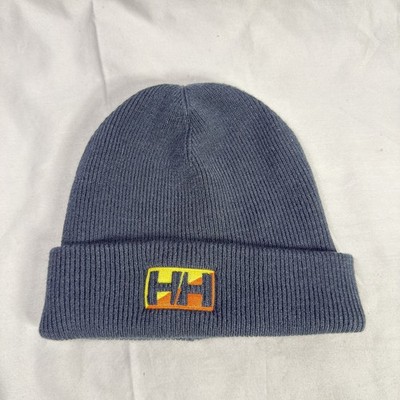 Helly Hansen Hat Beanie Mens One Size Blue Knit Cuffed HH Logo Ski Winter