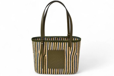 LOEWE Basket Bag Small Genuine Leather Khaki Unisex #PTB071