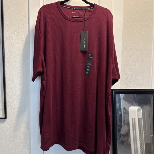 Shaquille O'Neal XLG Ribbed Burgundy Crew Neck T-Shirt Men's Size 4XLT NWT