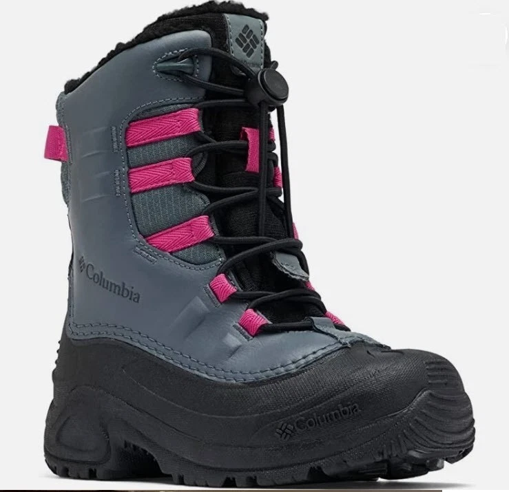 Columbia Niños Jóvenes Bugaboot Celsius Botas de Invierno Impermeables Gris/Rosa - Talla 1 Foto 2 de 4