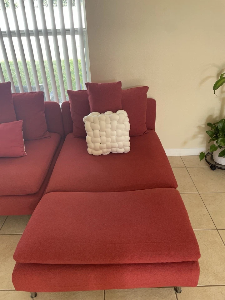IKEA SÖDERHAMN seccional 4 assentos em tonerud vermelho. Excelente estado - Imagem 3 de 4