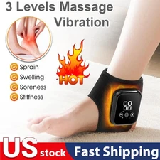 Electric Foot Ankle Massager Brace Pain Relief Vibration Hot Compress Therapy