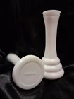 2 Vintage 6" White Milk Glass Bud Vases Randall Beehive Flower Vase