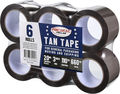 Brown/Tan Acrylic Packing Tape, 3 Inch Wide, 2.0Mil Thickness, 110 Yard per Roll