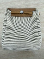 Hermes Aly Tpm Shoulder Bag Leather Beige/Black Silver Hardware Used