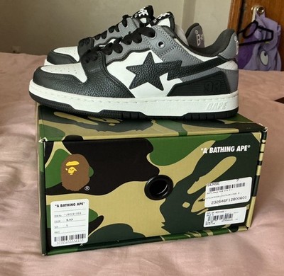 Bape Black White Gray Bapesta Low-Top Athletic Shoe A Bathing APE Men main image 2