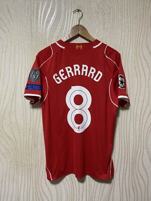 WARRIOR Liverpoolフルパッチレプリカユニフォーム ジェラード LIVERPOOL 2014 2015 HOME SHIRT JERSEY WARRIOR sz M MEN #8 GERRARD