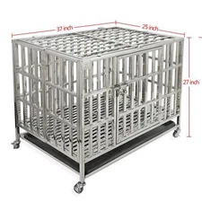 37" Heavy Duty Stainless Steel Dog Pet Cage Kennel Crate Folding Playpen 1 Door