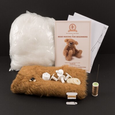 Mohair Teddybär Kit für Anfänger Muster + Anleitung Sicherheit Augen und Gelenke