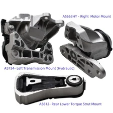 For 2016-2019 Ford Explorer 3.5L Auto Trans 3pcs Engine Motor & Trans. Mount Set