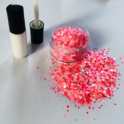 FESTIVAL GESICHT/KÖRPER/HAAR SET - 4ml KLEBER ZUCKERWATTE IRISIEREND GLITZER MIX 10g TOPF