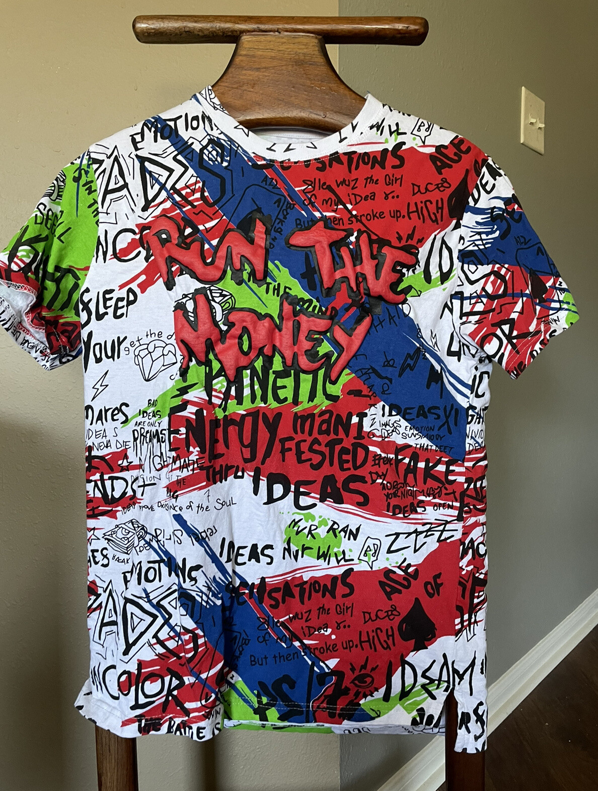 ALTRA T shirt Another Hype Piece stampa grafica taglia XL "Run The Money" New York Graffiti