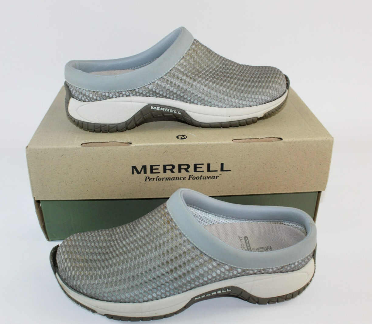 Scarpa Merrell donna Encore Breeze grigio ardesia zoccolo taglia 7 slip on a rete muletto