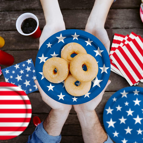 American Flag Patriotic Party Supplies Disposable Dinner Paper Plates Dessert Pa - Picture 6 of 12