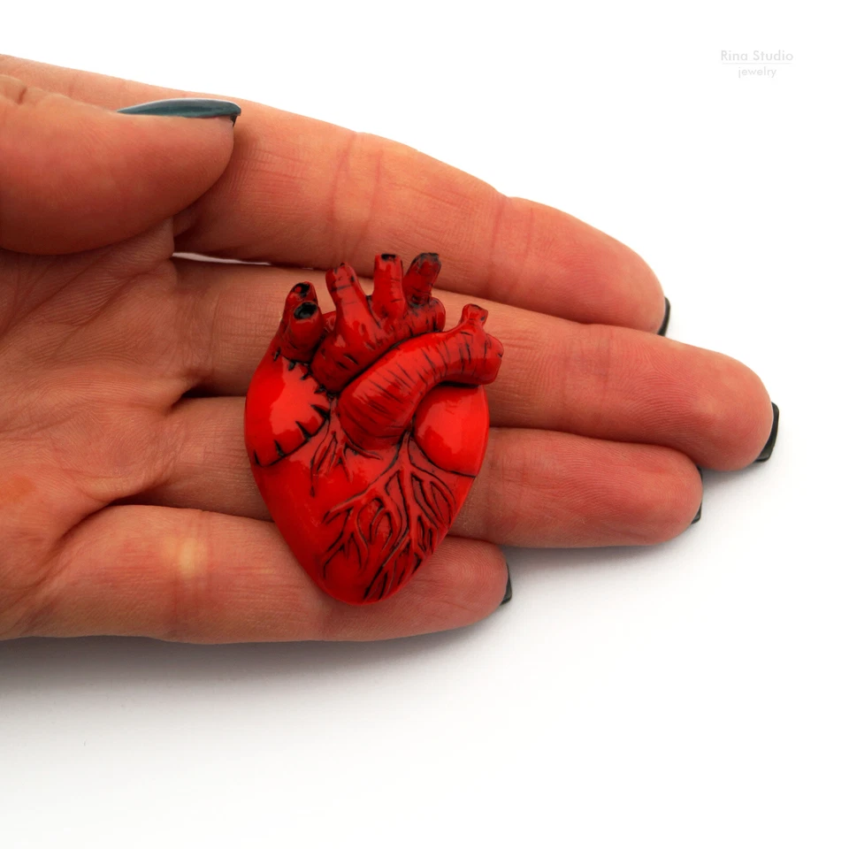 Broche Rojo Pin Corazón Anatómico Regalo Halloween para Enfermera Estudiante de Medicina Anatomía Foto 4 de 4
