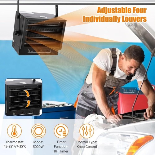 5000W Electric Garage Heater Fan-Forced Ceiling Mount Heater Space Heater 240V - Picture 2 of 10