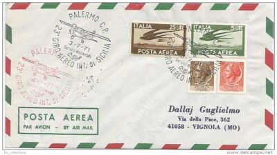 Air Mail, Palermo, Catania, 23rd International Air Tour of Sicily 3.7.1971.