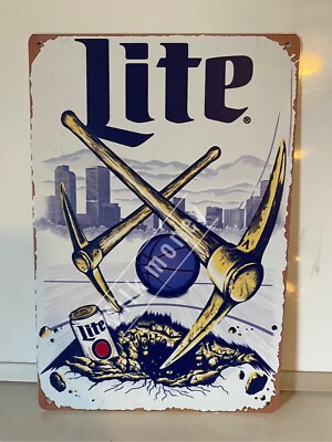 Miller Lite Beer - Denver Nuggets - Metal Sign - High Life - Genuine Draft