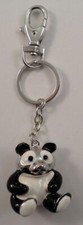 Rhinestone Bling Black White Panda Teddy Bear Key Chain Purse Fob Charm
