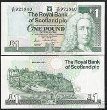 SCOTLAND £1 POUND P-351 1989- 1991 EDINBURGH CASTLE UNC CURRENCY BILL BANK NOTE