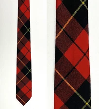 Kinloch Anderson Wallace Red Tartan Plaid Wool Tie Necktie Made in Scotland