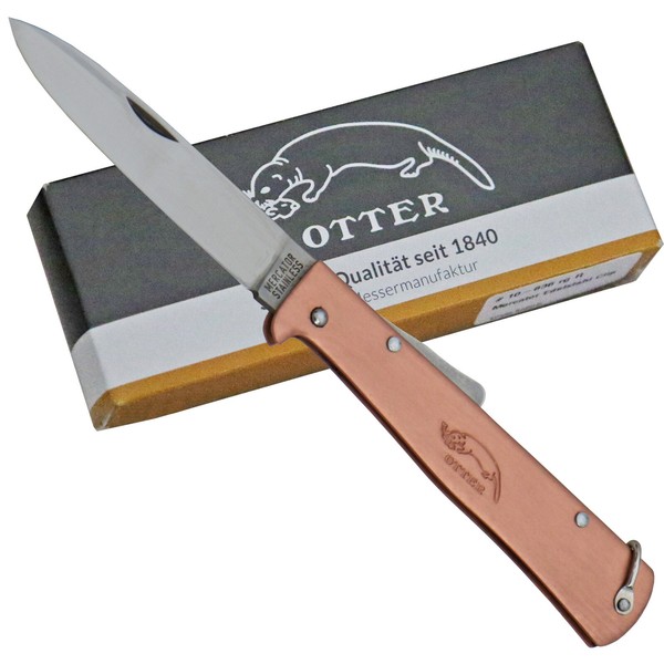 "Otter Taschenmesser \"Mercator Messer\" Kupfer Griff Clip Backlock Klappmesser"-image