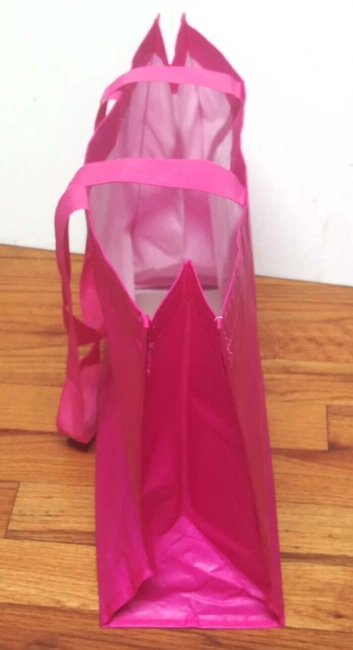 Vera Bradley shopping bag Pink Tote Reusable Plastic Spelled out 16" x12"