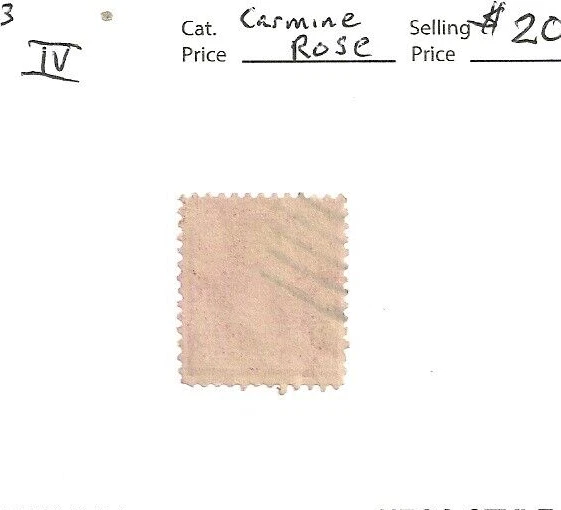 scott 279c, type IV, two cents carmine rose, 1897-03, cat $200 - Image 2 of 2