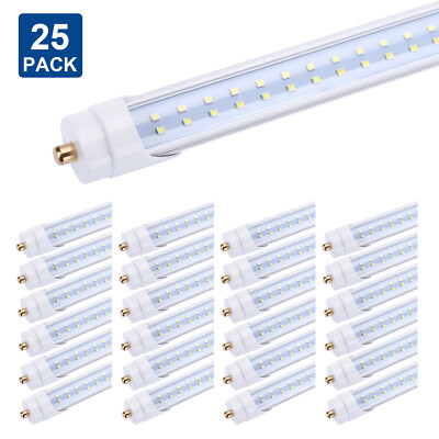 8FT LED Tube Light 65W T8 Single Pin FA8 7800LM 6500K LED Lamp Tubes 25Pack