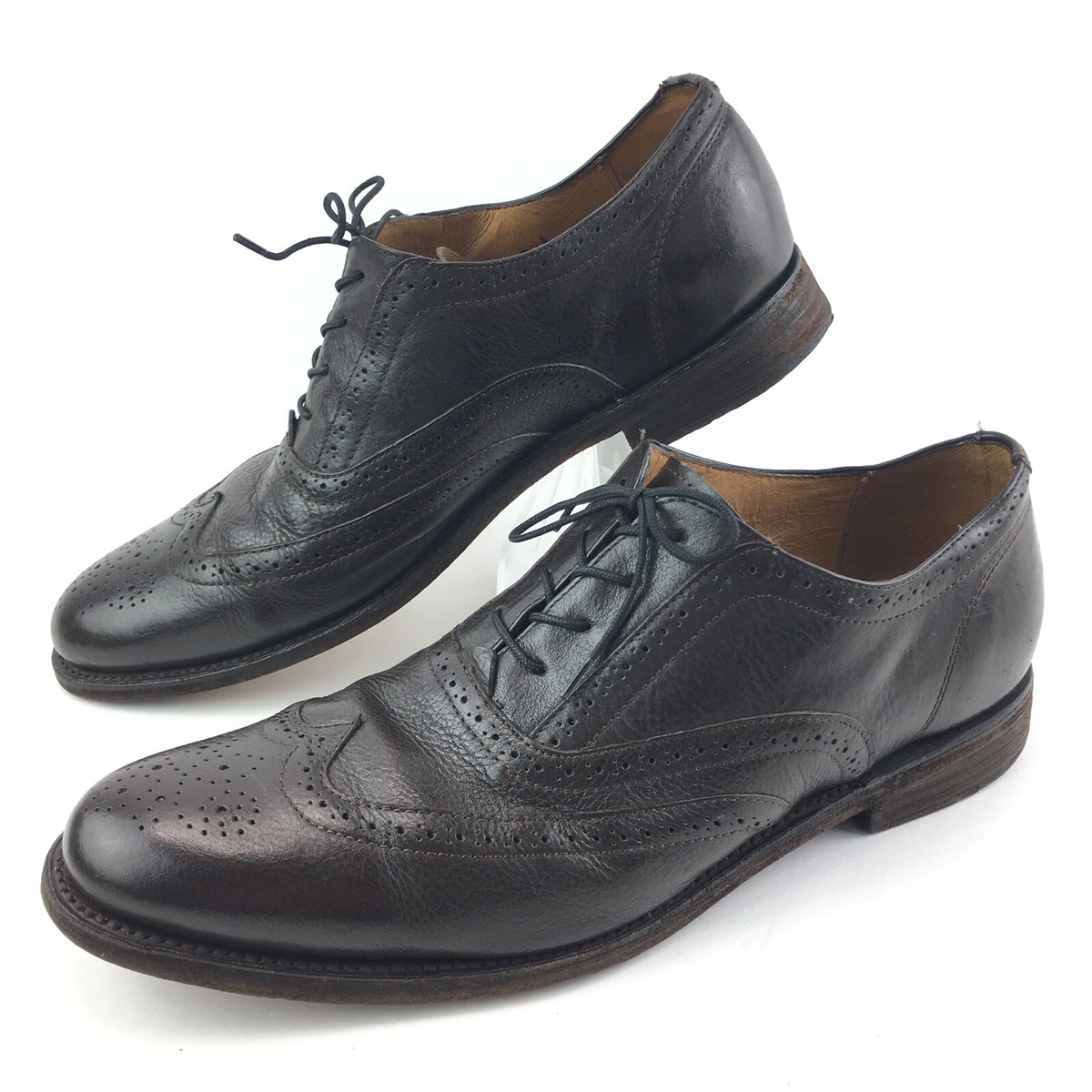 JD Fisk Wingtip Brogue Oxfords Brown Pebbled Leather Shoes  display picture 2