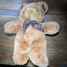 Brown Teddy Bear Plaid Bow Plush Teddy Bear 19  Inches
