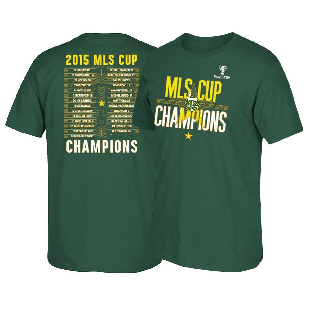 シャツ Champion PORTLAND TIMBERS Portland Timbers MLS Licensed Men's 2015 Champions Green Short