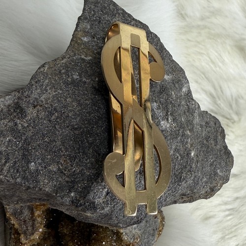 Gold Tone Dollar Sign Money Clip 2" X .75" - Picture 4 of 7