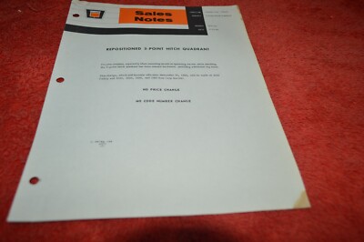 Oliver Tractor Repositioned 3 Point Hitch Sale Notes Dealer's Brochure GDSD8 