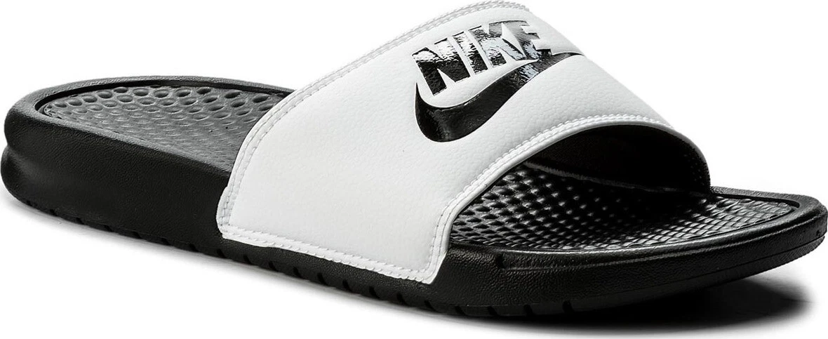Infradito Nike Flip flop da uomo Benassi JDI Slider infradito bianco nero nuovo