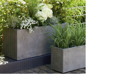 Blumenkasten Kbel Trog winterhart Cement Stein grau anthrazit matt 85/68 cm