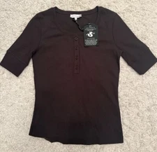 ANATOMIE Elle Pima Cotton Blend Stretch Espresso Top NWT$138 Size S 