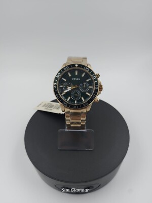 Fossil Uhr für Herren, Armbanduhr Chronograph Farbe: Gold Grün BQ2493 