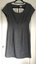H&M Light Grey Lined Short Sleeve Work/Office  Dress Size 10-12