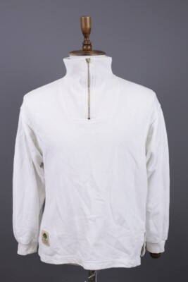 Esacada Sport White Knit High Neck 1/4 Zip Sweater Size M