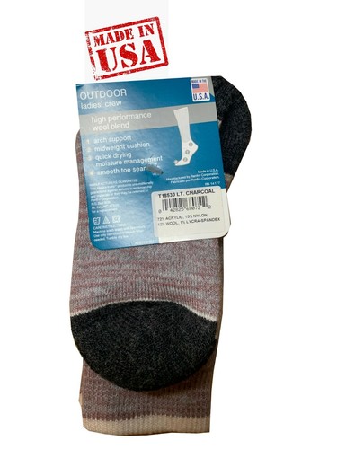ALASKA KNITS™ MERINO WOOL LADIES' HIKING CREW SOCKS KHKAI 9-11 MADE IN USA - Picture 10 of 13